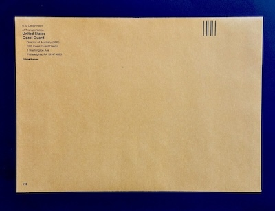 USCG Auxiliary D5NR Official Mail Envelope